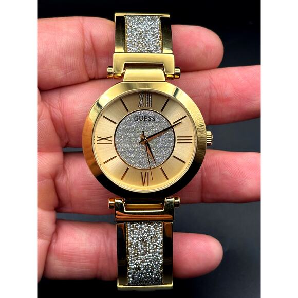 Guess Aurora Women\'s Gold-Tone Stainless Steel & Zwarovski Crystals Bangle Watch main image 8